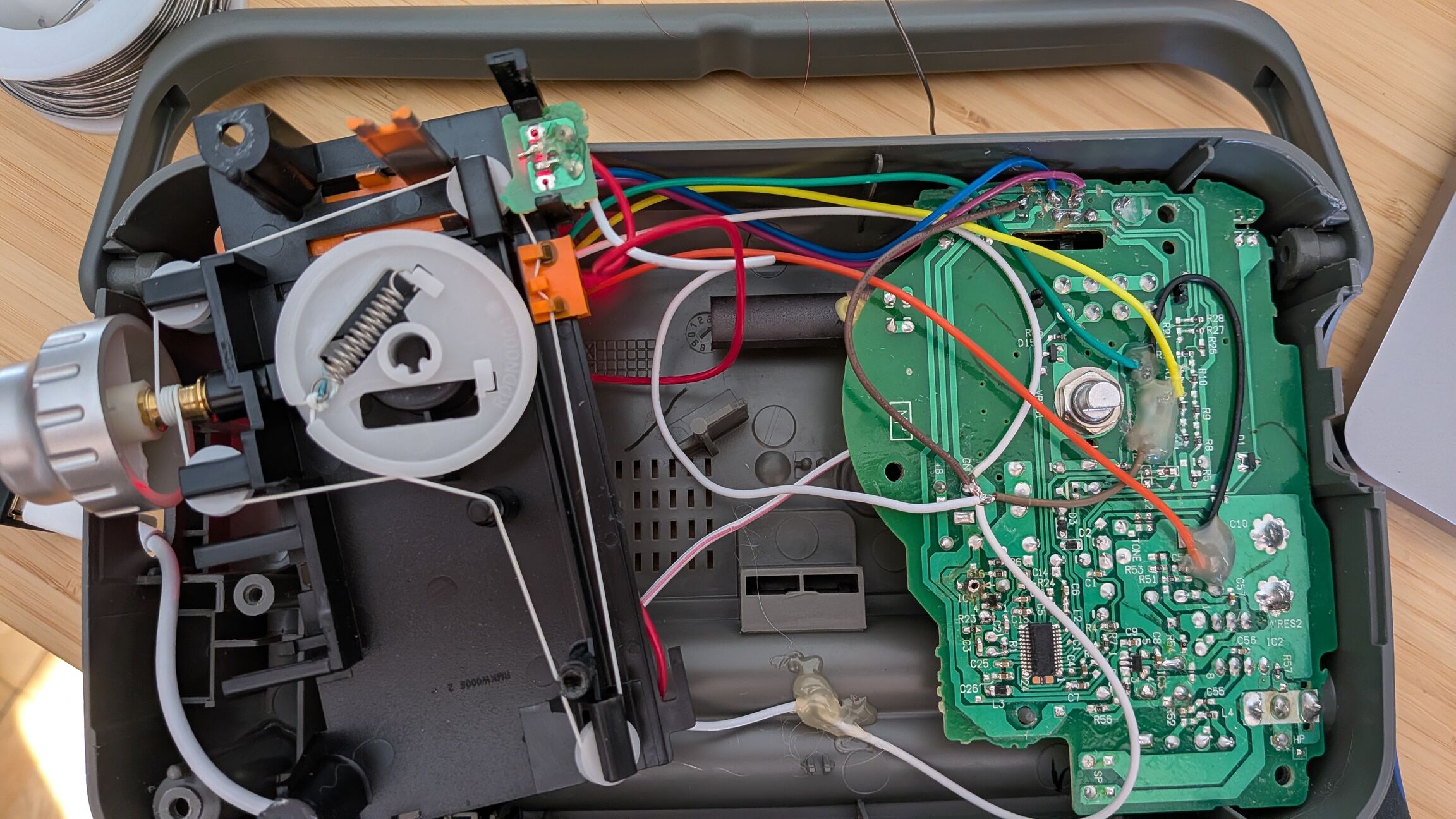 Everything wired back inside the case